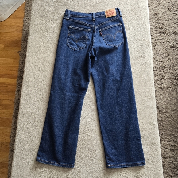 Levi's Ribcage Straight Ankle dark wash distressed jeans size 28 - Picture 7 of 15